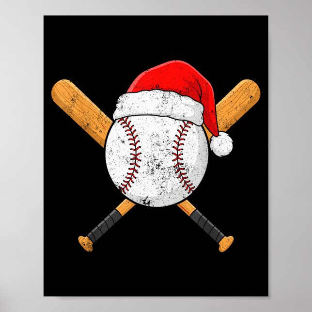 Affiche Funny Baseball Ball Santa Hat Xmas Pajamas Players (Devant)