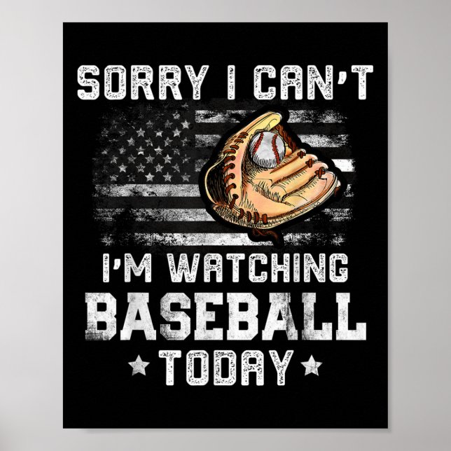 Affiche Funny Baseball Boys Désolé Je ne peux pas regarder (Devant)