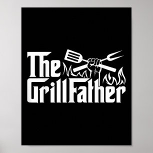 Affiche Funny Bbq Papa Retro Grill Père Mens Fête des père