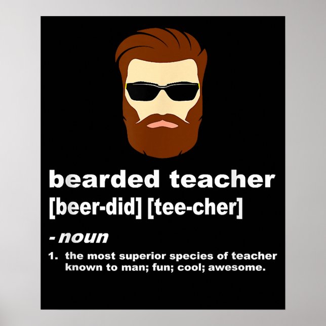 Affiche Funny Beard Enseignant Appréciation Don (Devant)
