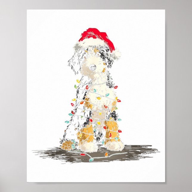 Affiche Funny Bernedoodle Christmas Graphics Dog Lights Lo (Devant)