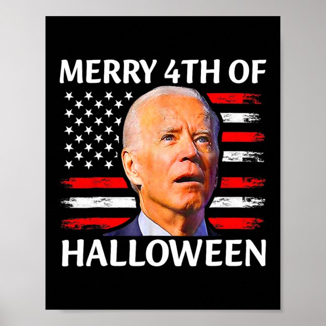 Affiche Funny Biden a confondu Joyeux 4ème de Mème Hallowe (Devant)
