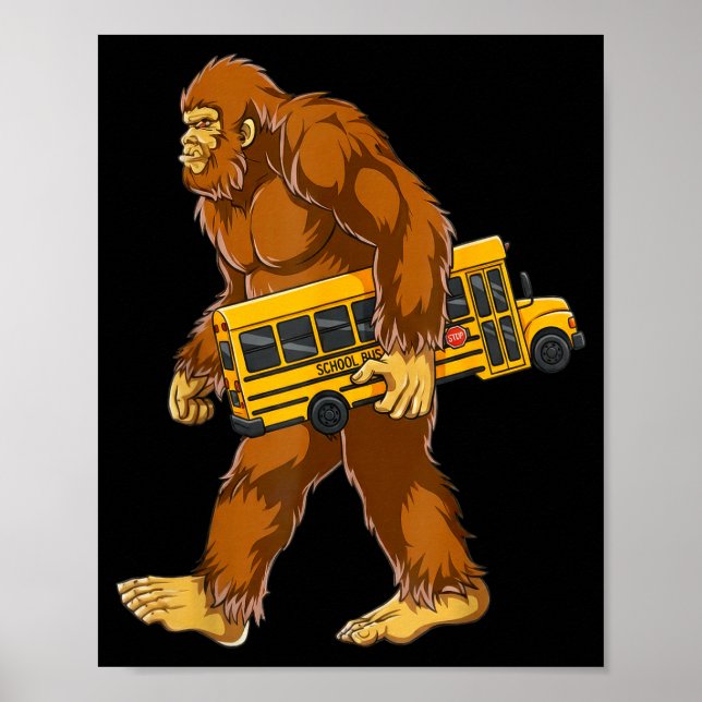 Affiche Funny Bigfoot Bus Driver Sasquatch School Bus Love (Devant)