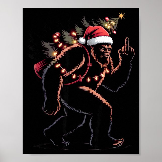 Affiche Funny Bigfoot Middle Finger Christmas Sasquatch An (Devant)