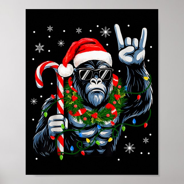 Affiche Funny Bigfoot Rock On Pajamas Pjs Christmas Xmas M (Devant)