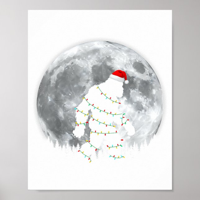 Affiche Funny Bigfoot Santa Moon Christmas Lights Xmas Sas (Devant)