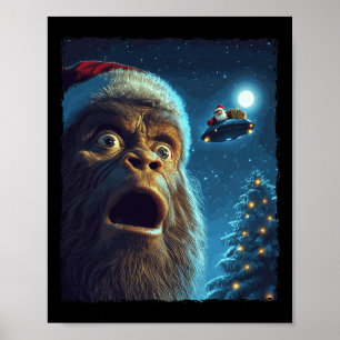 Affiche Funny Bigfoot Sasquatch Selfie Père Noël Ufo Xmas 