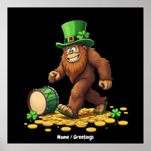 Affiche Funny Bigfoot Sasquatch Shamrock St Patrick's Day