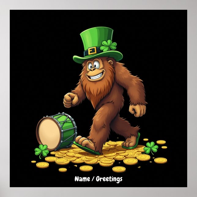 Affiche Funny Bigfoot Sasquatch Shamrock St Patrick's Day (Devant)