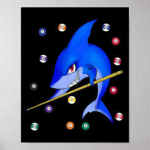 Affiche Funny Billard piscine requin mâle