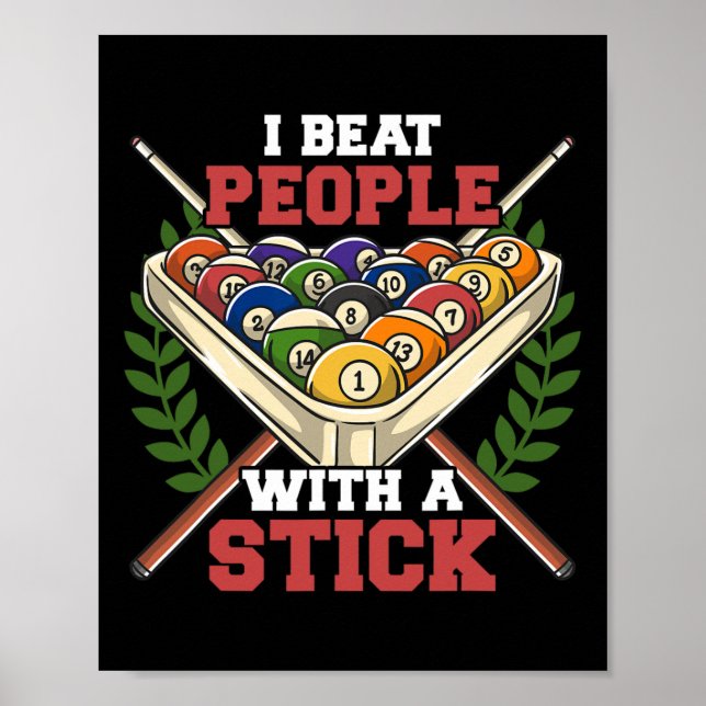 Affiche Funny Billard Salle de billard Snooker I Beat Peop (Devant)