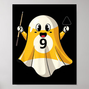 Affiche Funny Billiard Citrouille fantôme Boo Halloween Ki
