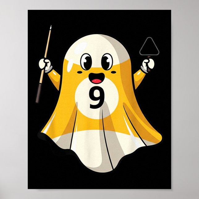 Affiche Funny Billiard Citrouille fantôme Boo Halloween Ki (Devant)