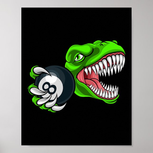 Affiche Funny Billiards T-rex Art Billiards Playing Pool P (Devant)