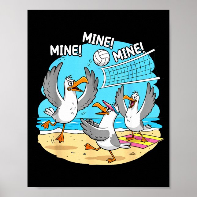 Affiche Funny Bird Playing Volleyball Mine Game Day Vibes  (Devant)