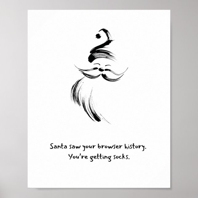 Affiche Funny Black and White Hand-Drawn Santa Claus quote (Devant)