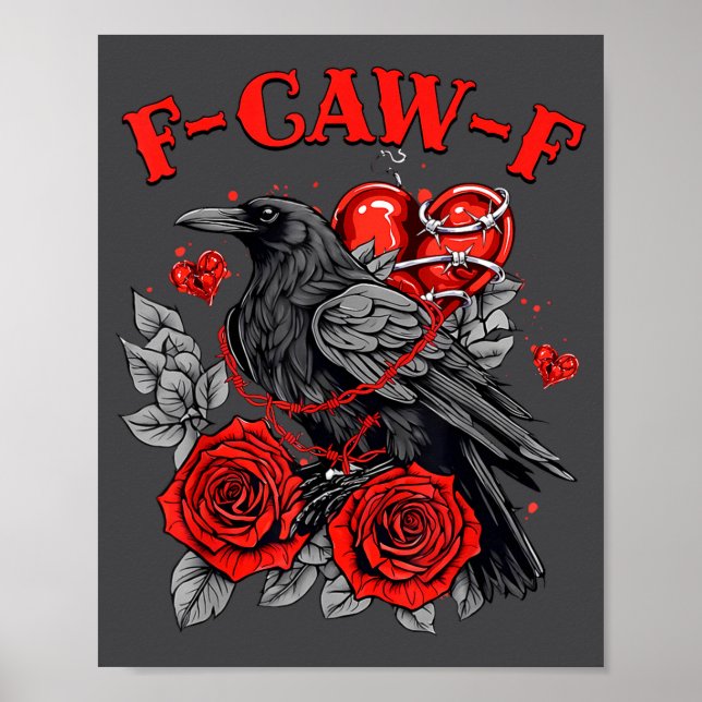 Affiche Funny Black Bird F-caw-f Anti Valentines Day Singl (Devant)