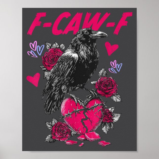 Affiche Funny Black Bird F-caw-f Anti Valentines Day Singl (Devant)