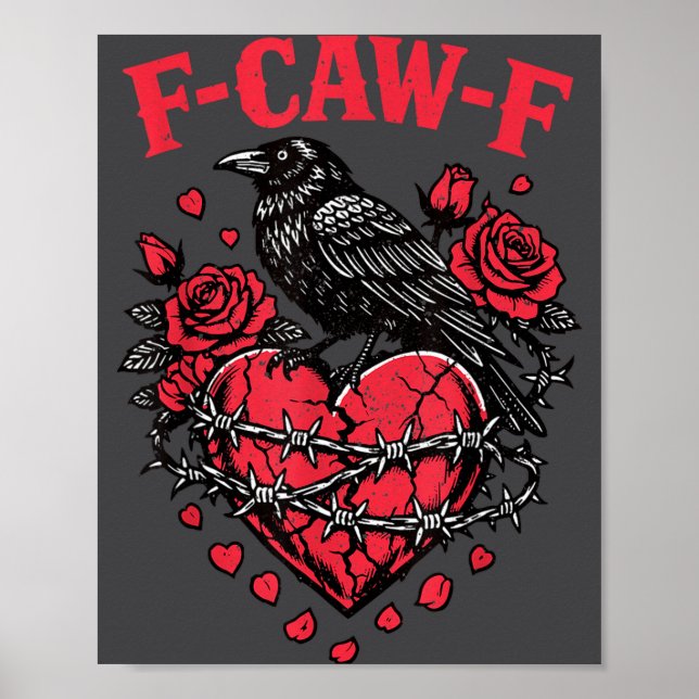 Affiche Funny Black Bird F-caw-f Anti Valentines Day Singl (Devant)