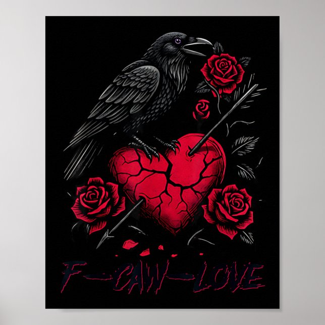Affiche Funny Black Bird F-caw-f Anti Valentines Day Singl (Devant)