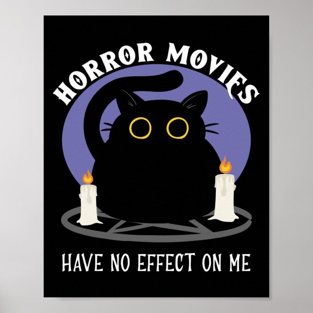 Affiche Funny Black Cat aime le film d'horreur (Devant)