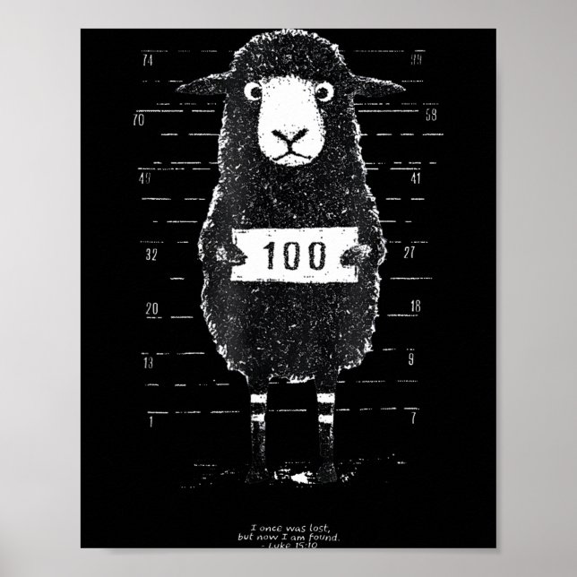 Affiche Funny Black Sheep Mugshot Lost But Found Humor Fun (Devant)