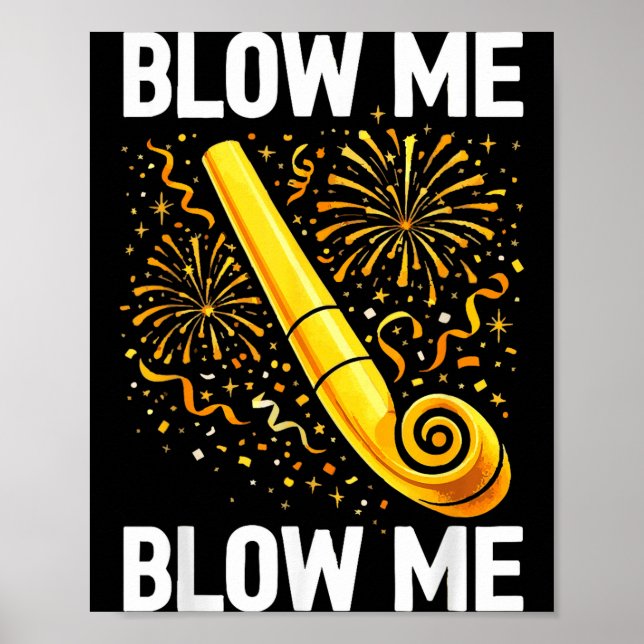 Affiche Funny Blow Me Kiss Me Happy New Year Couple Matchi (Devant)