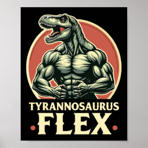 Affiche Funny Bodybuilder Tyrannosaurus Flex Gym T-rex Din