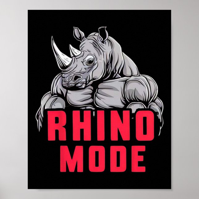 Affiche Funny Bodybuilding Rhino Mode d'entraînement Fitne (Devant)