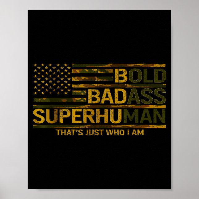 Affiche Funny Bold Bad Superhuman Fathers Day Gag Gift Gra (Devant)