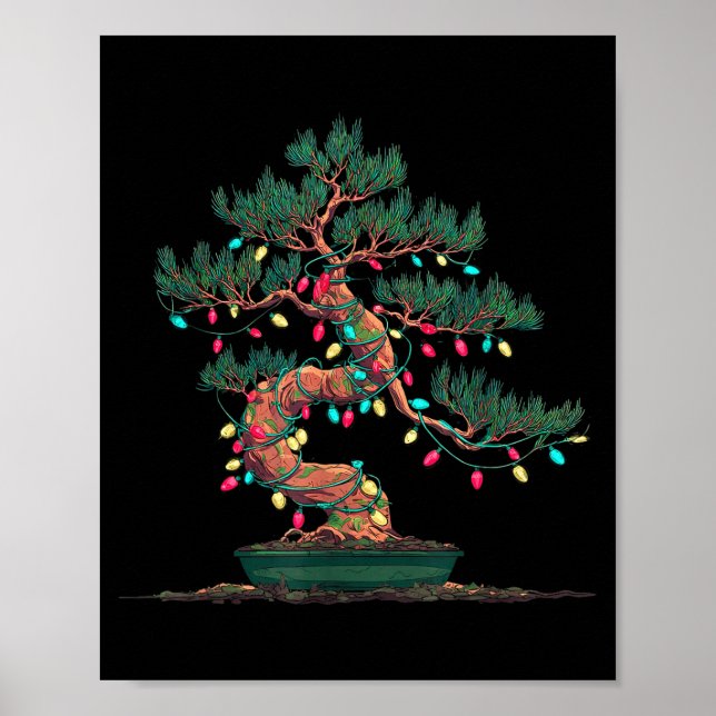 Affiche Funny Bonsai Tree Christmas Graphics Lights Lover  (Devant)