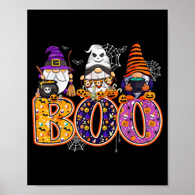 Affiche Funny Boo Witch Sipders Pumpkins Happy Halloween G (Devant)