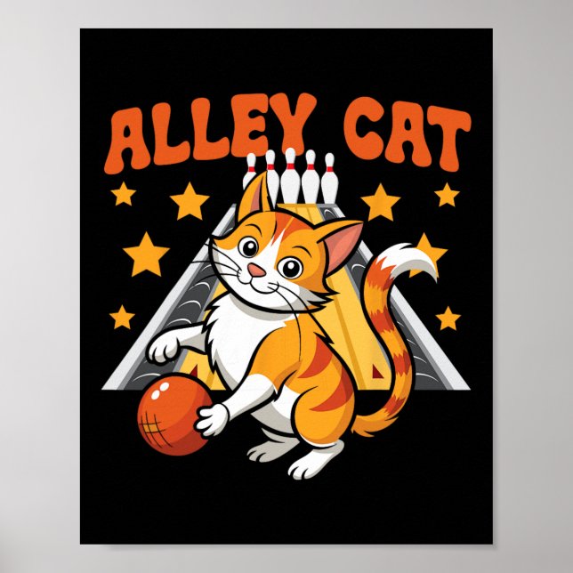 Affiche Funny Bowling Cat Pun Alley Cat  (Devant)