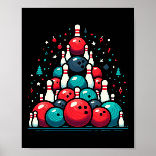 Affiche Funny Bowling Christmas Tree Pour Hommes Femmes Bo