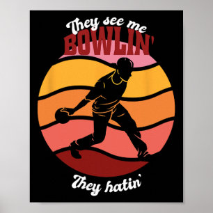 Affiche Funny Bowling Party Thème Vintage