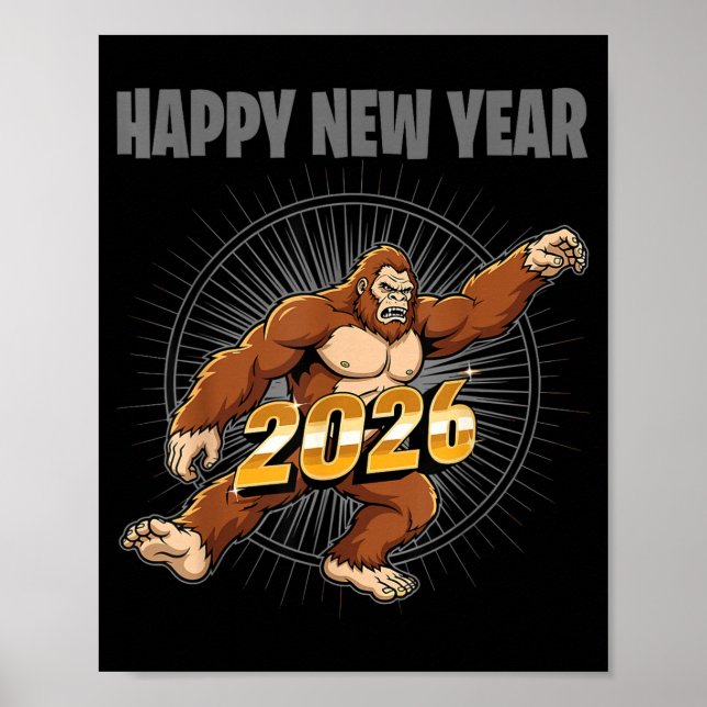 Affiche Funny Boys Nye Outfit, Mens Bigfoot Happy New Year (Devant)