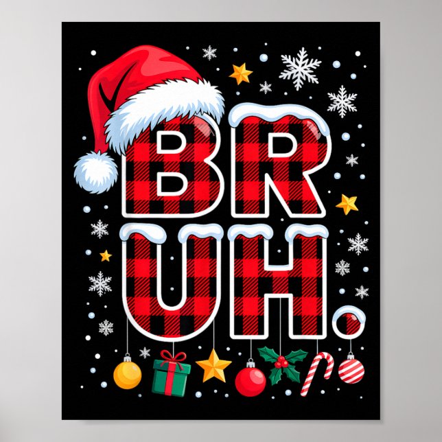 Affiche Funny Bruh Christmas Plaid  (Devant)