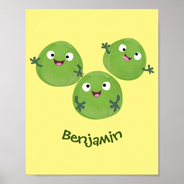 Affiche Funny Brussels sprouts légumes caricature (Devant)