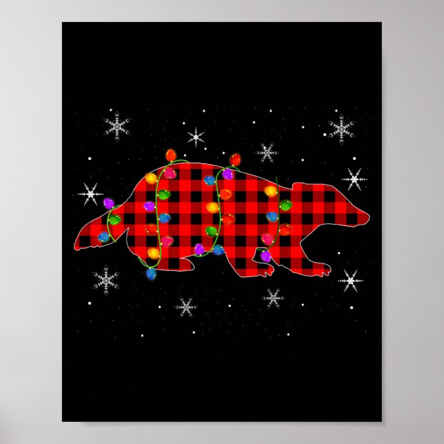 Affiche Funny Buffalo Plaid Family Matching Badger Christm (Devant)