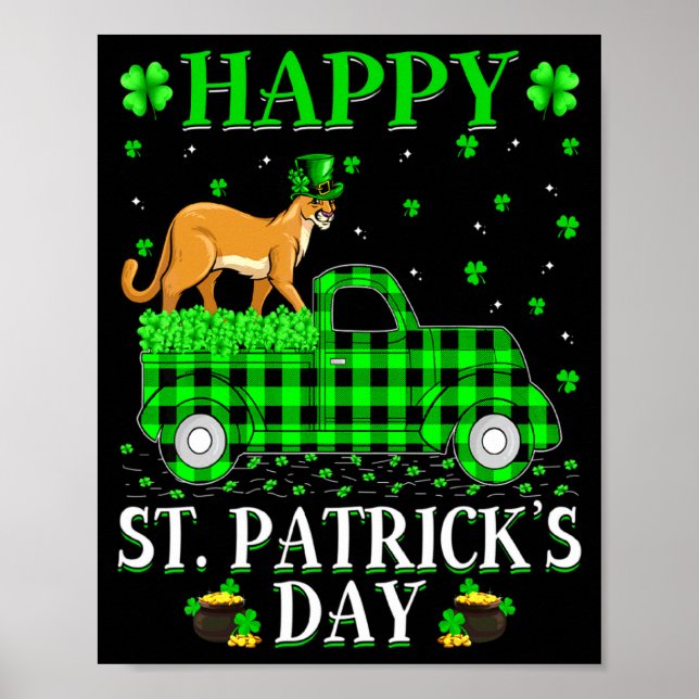 Affiche Funny Buffalo Plaid Green Truck Cougar St Patrick  (Devant)