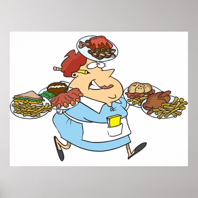 Affiche Funny Busy Waitress Overworked Server (Devant)