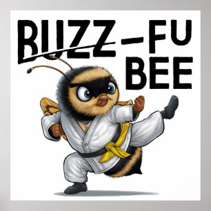 Affiche Funny Buzz-Fu Bee Arts martiaux