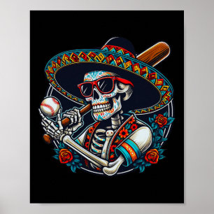 Affiche Funny Bysebyll Skeleton Mexicaine Sombrero Cool Ci