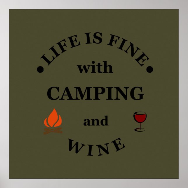 Affiche funny camping and wine saying (Devant)