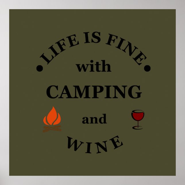Affiche funny camping and wine saying (Devant)