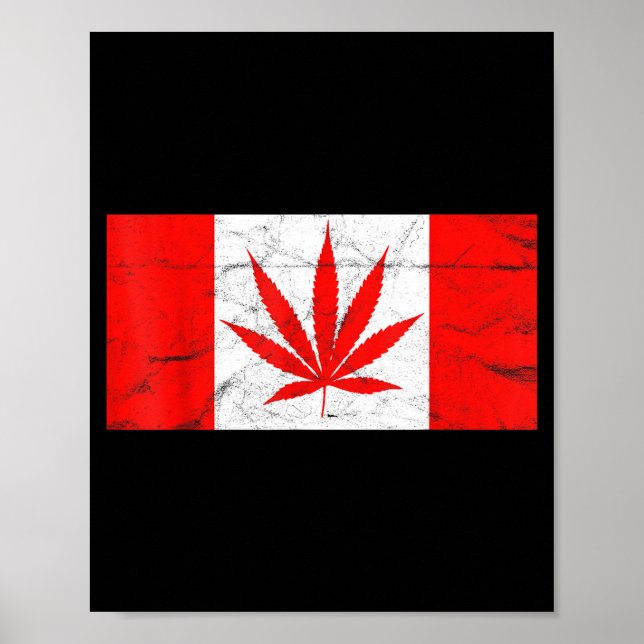 Affiche Funny Canada &amp; Weed Leaf! Canadian New Flag Jo (Devant)