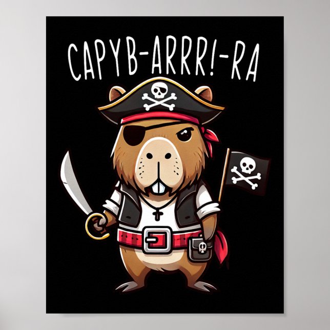 Affiche Funny Capyb-arrr Pirate Capybyra Halloween Garçons (Devant)