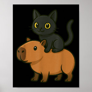 Affiche Funny Capybara Black Chat Amoureux des animaux Mam
