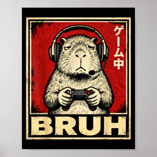 Affiche Funny Capybara Gamer Bruh Graphic Tee hommes garço