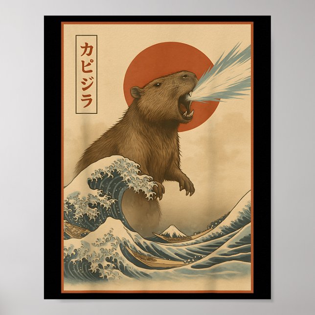 Affiche Funny Capybara Japonaise Vague Capyzilla Garçons F (Devant)
